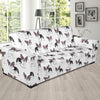 Boston Terrier Pattern Print Design 03 Sofa Slipcover