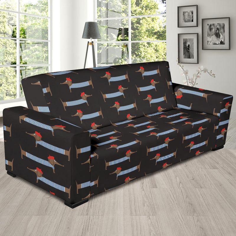 Dachshund Pattern Print Design 04 Sofa Slipcover