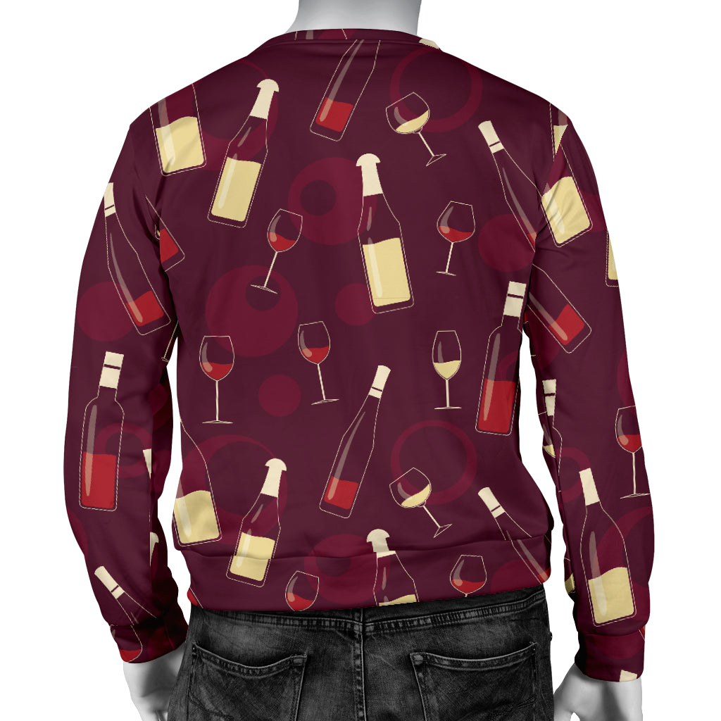 Wine Themed Pattern Print Men Long Sleeve Sweatshirt