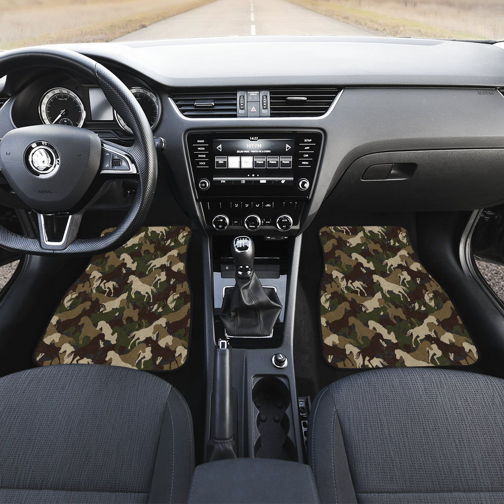 Horse Camo Themed Design Print Car Floor Mats Front Back