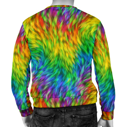 Rainbow Fur Design Print Men Long Sleeve Sweatshirt