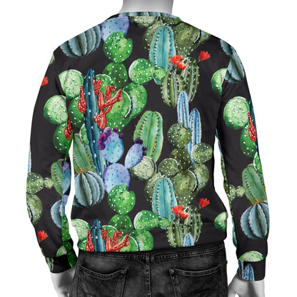 Cactus Watercolor Style Print Men Long Sleeve Sweatshirt
