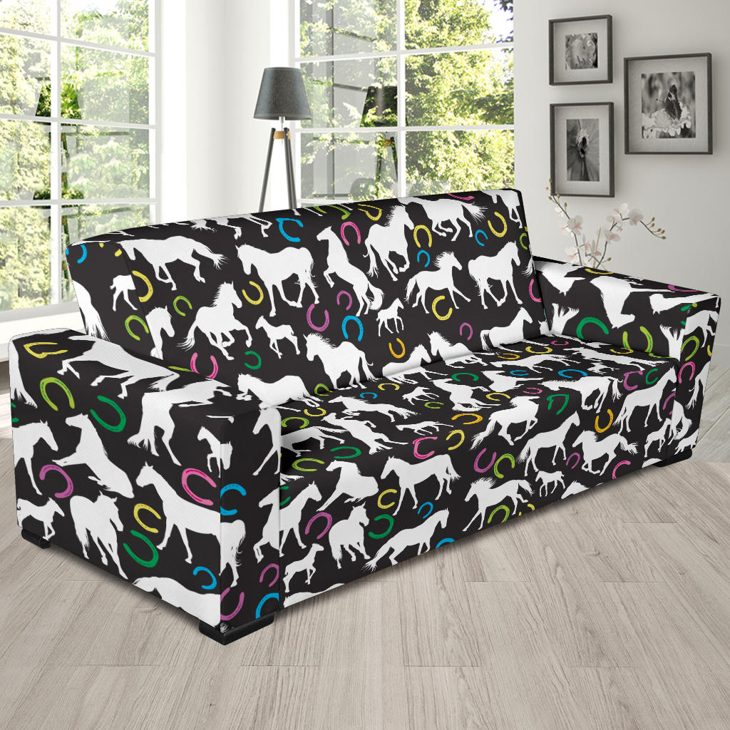 Horse Hoof Colorful Print Design LKS301 Sofa Slipcover
