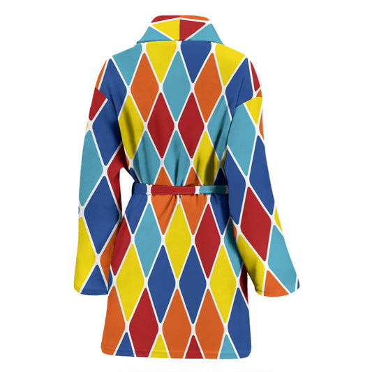 Harlequin Pattern Print Design 01 Women Bathrobe