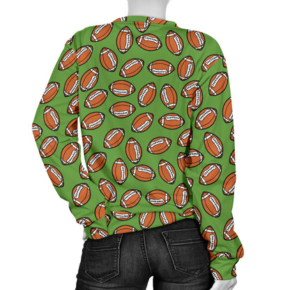 American Football on Green Design Women Long Sleeve Sweatshirt