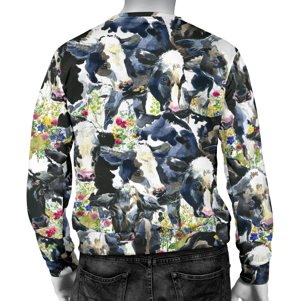 Cow Watercolor Print Pattern Men Long Sleeve Sweatshirt