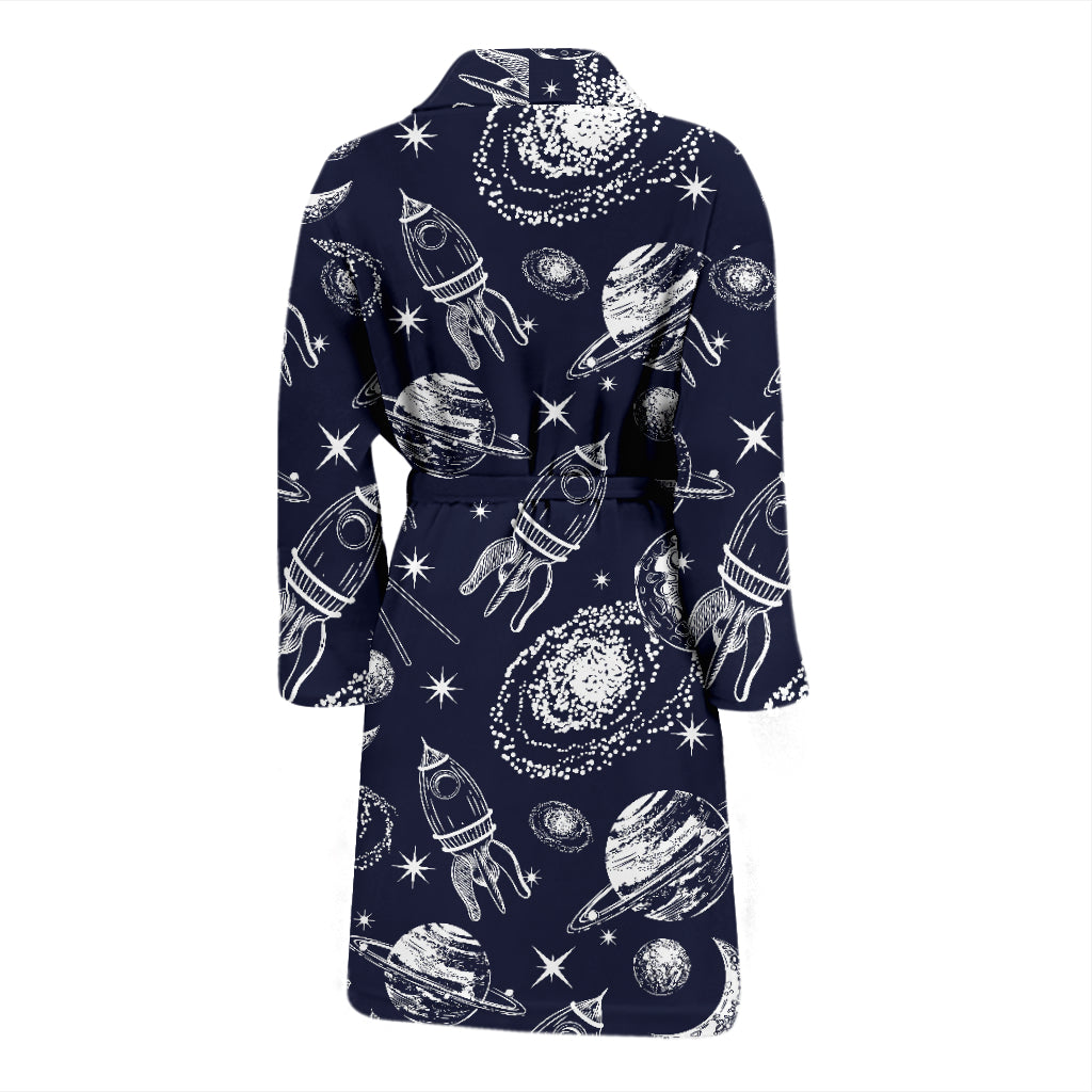 Space Rocket Print Design LKS301 Men Bathrobe