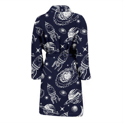 Space Rocket Print Design LKS301 Men Bathrobe