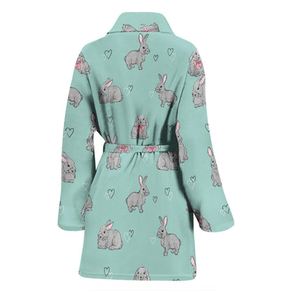 Bunny Pattern Print Design 02 Women Bathrobe