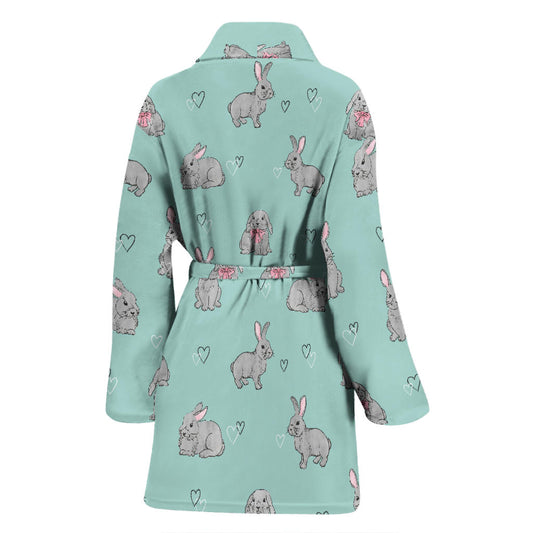 Bunny Pattern Print Design 02 Women Bathrobe