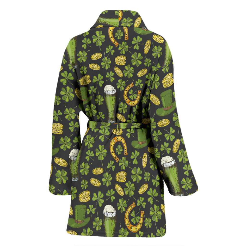 Clover St Patricks Pattern Print Design 03 Women Bathrobe