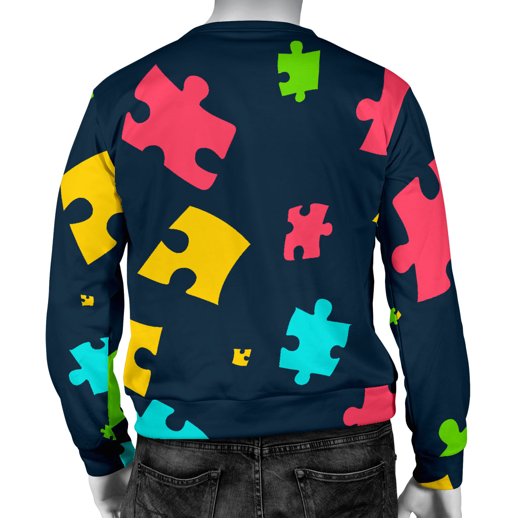 Autism Awareness Colorful Design Print Men Long Sleeve Sweatshirt