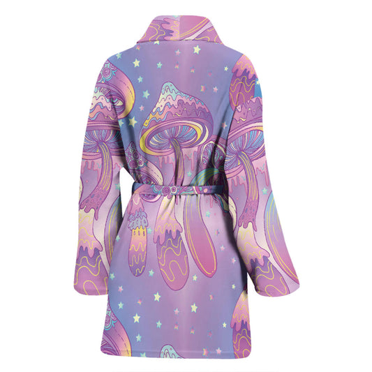 Psychedelic Mushroom Pattern Print Design A01 Women Bathrobe