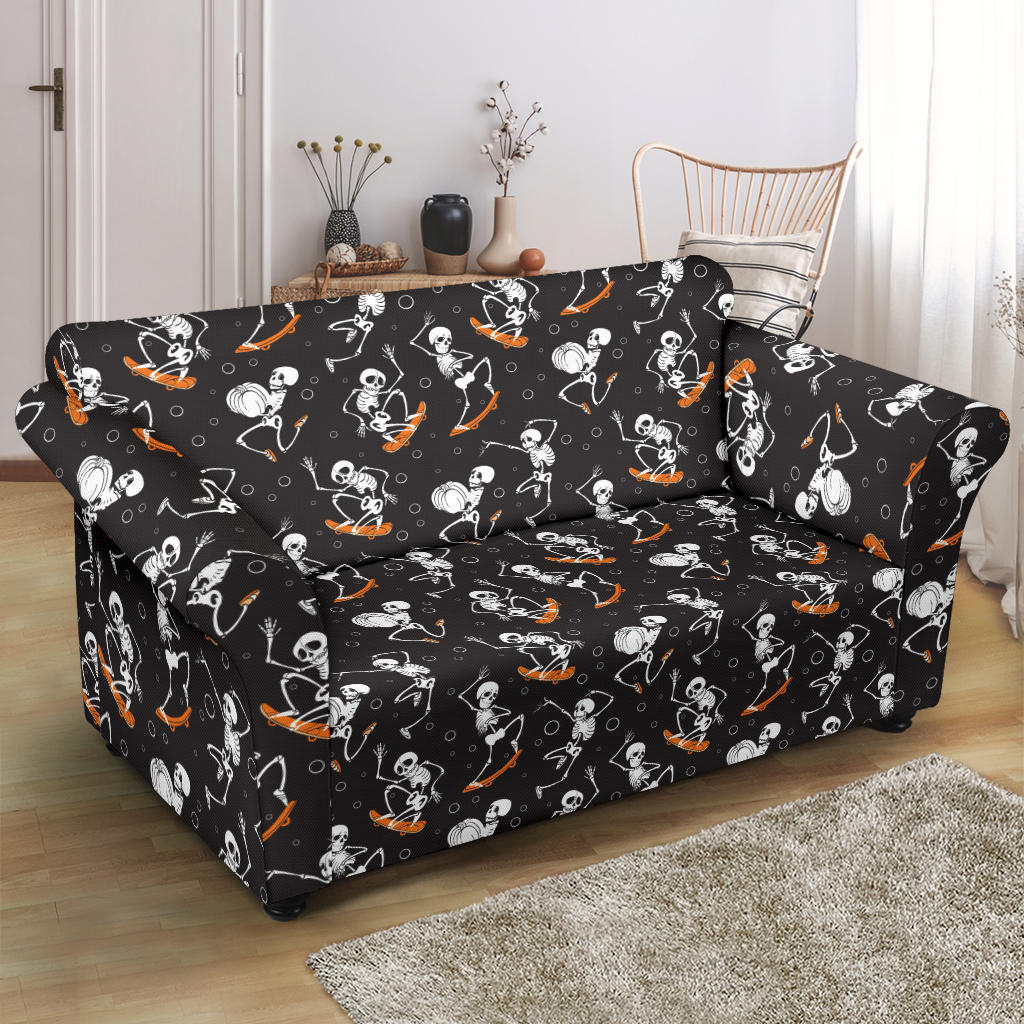 Skateboard With Skeleton Print Design LKS303 Loveseat Couch Slipcover