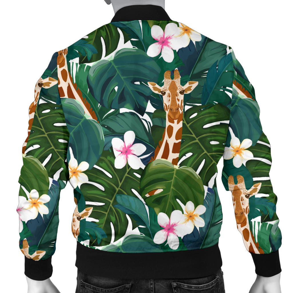 Giraffe Jungle Design Print Men Bomber Jacket