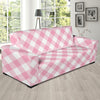 Gingham Pink Pattern Print Design 02 Sofa Slipcover