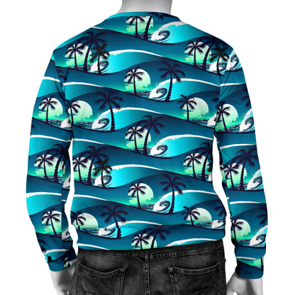 Beach Wave Design Print Men Long Sleeve Sweatshirt