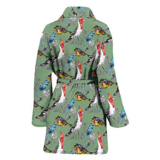 Birds Pattern Print Design 07 Women Bathrobe