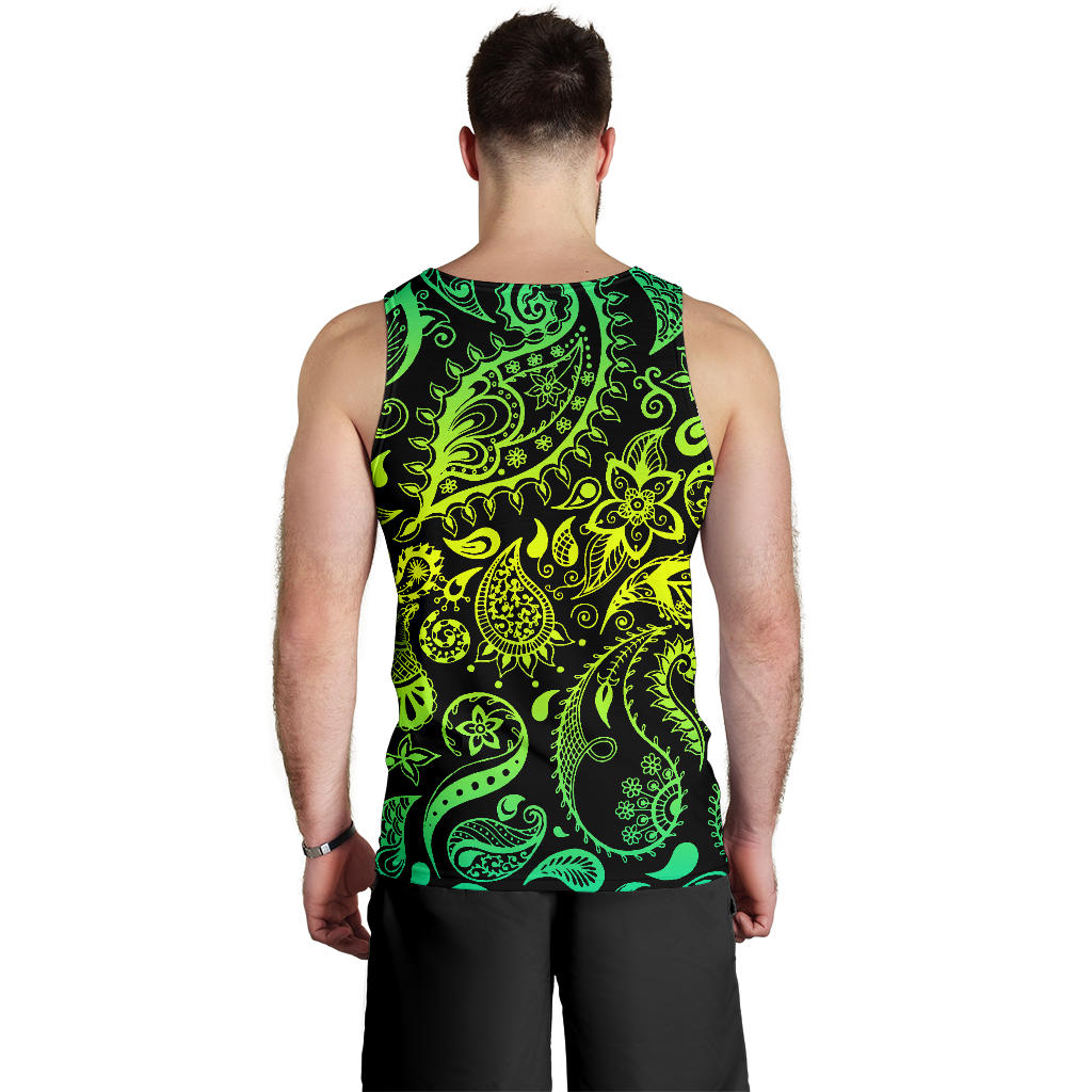 Paisley Green Design Print Men Tank Top