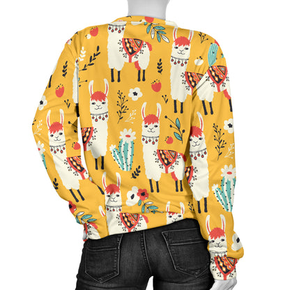 Llama Cute Themed Print Women Long Sleeve Sweatshirt