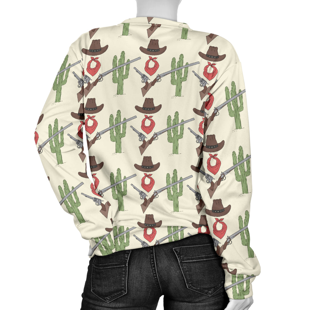Western Cowboy Print Women Long Sleeve Sweatshirt