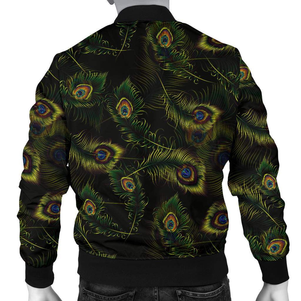 Peacock Feather Pattern Design Print Men Bomber Jacket