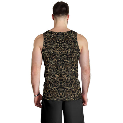 Lotus Gold Mandala Design Themed Men Tank Top