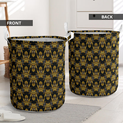 Steampunk Gold Owl Design Themed Print Laundry Basket