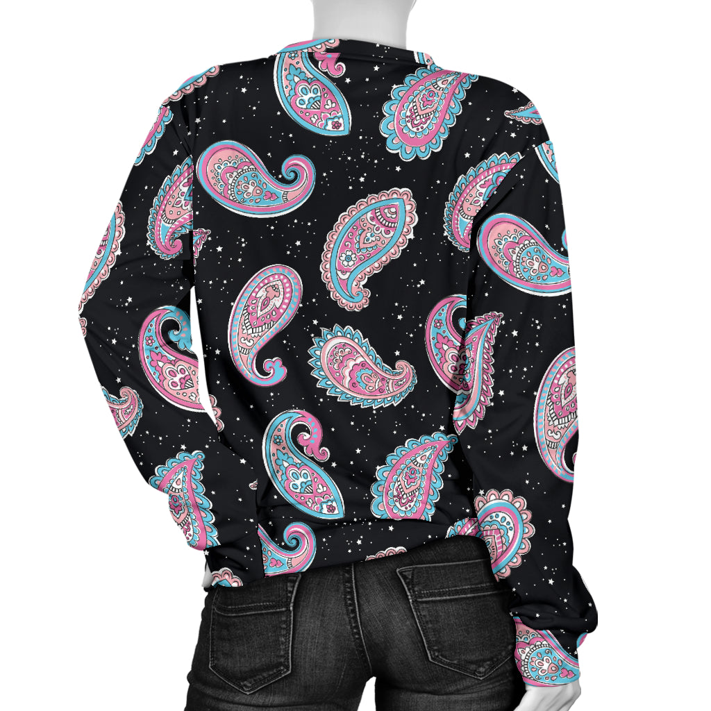 Paisley Pink Design Mandala Print Women Long Sleeve Sweatshirt