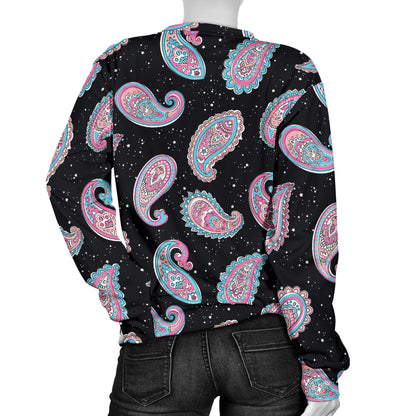 Paisley Pink Design Mandala Print Women Long Sleeve Sweatshirt