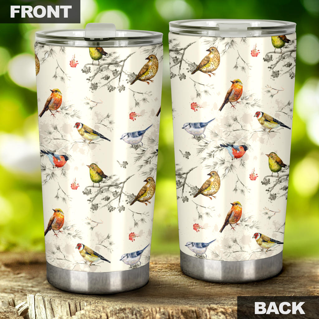 Bird Watercolor Design Pattern Tumbler