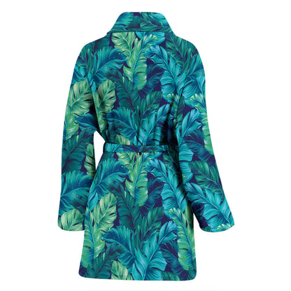 Banana Leaf Pattern Print Design 06 Women Bathrobe