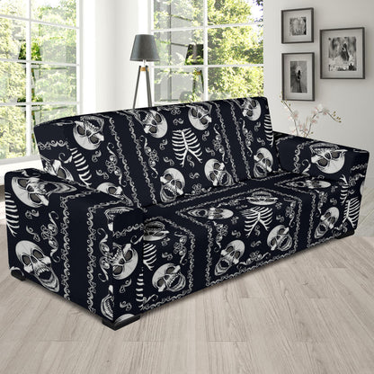 Bandana Skull Black White Print Design LKS306 Sofa Slipcover
