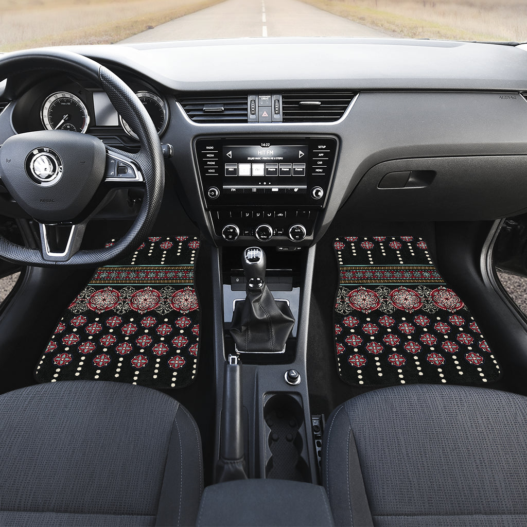 Ethnic Dot Style Print Pattern Car Floor Mats Front Back