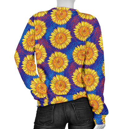 Sunflower Hand Drawn Style Print Women Long Sleeve Sweatshirt