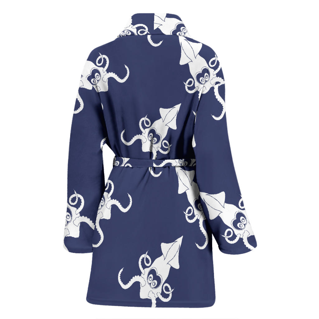 Giant Squid Pattern Print Design 02 Women Bathrobe