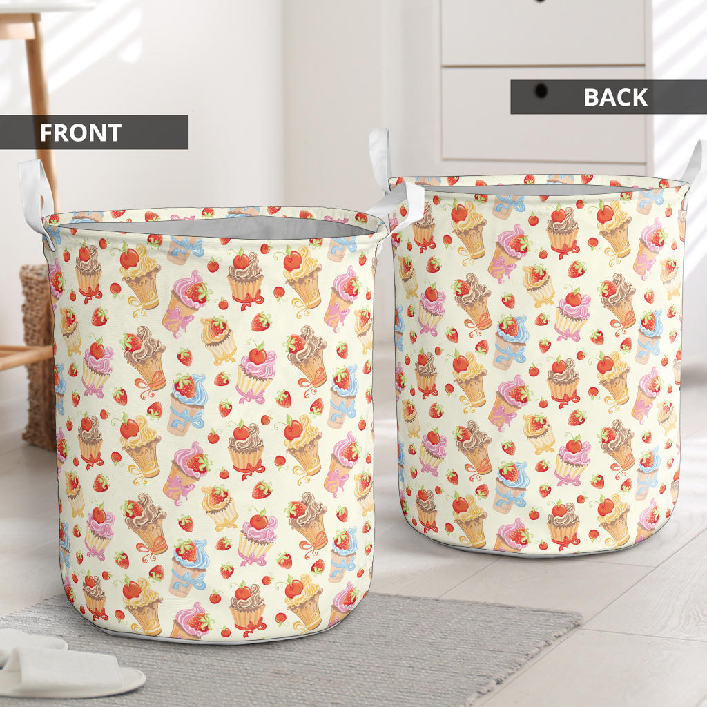 Cupcakes Strawberry Cherry Print Laundry Basket