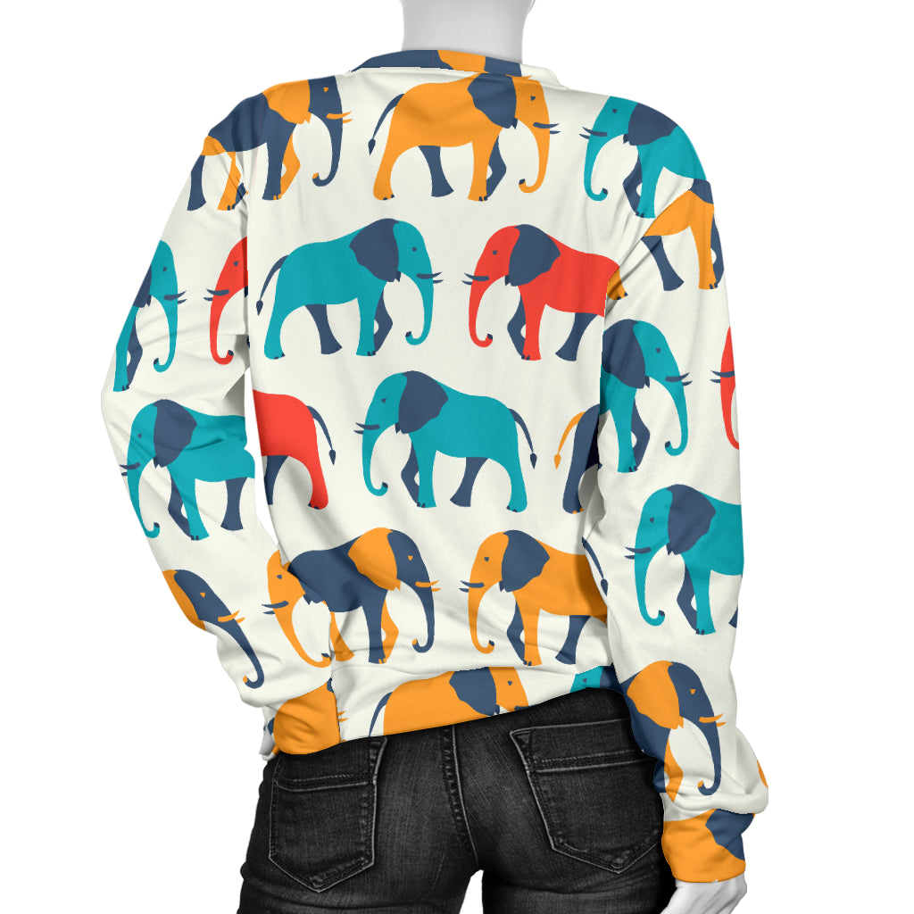 Elephant Colorful Print Pattern Women Long Sleeve Sweatshirt