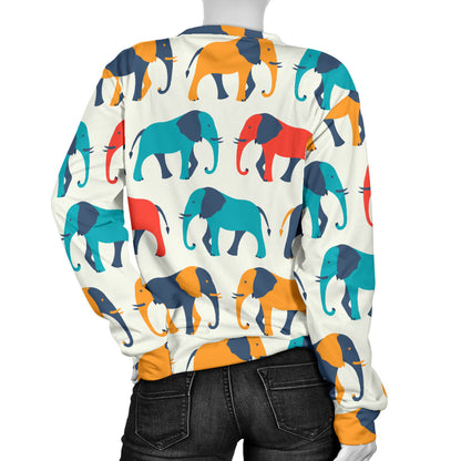 Elephant Colorful Print Pattern Women Long Sleeve Sweatshirt