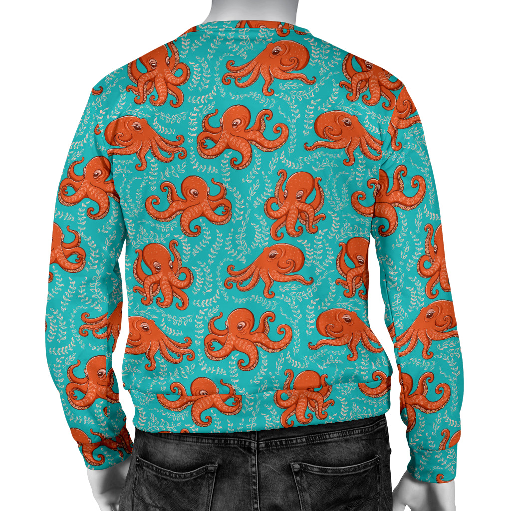 Octopus Cartoon Design Print Themed Men Long Sleeve Sweatshirt