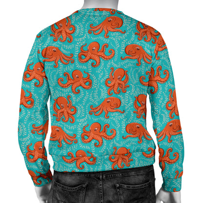Octopus Cartoon Design Print Themed Men Long Sleeve Sweatshirt