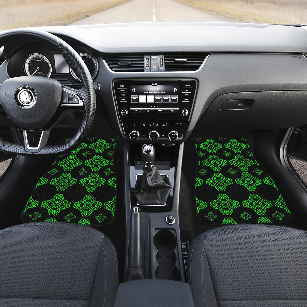 Celtic Knot Green Neon Design Car Floor Mats Front Back