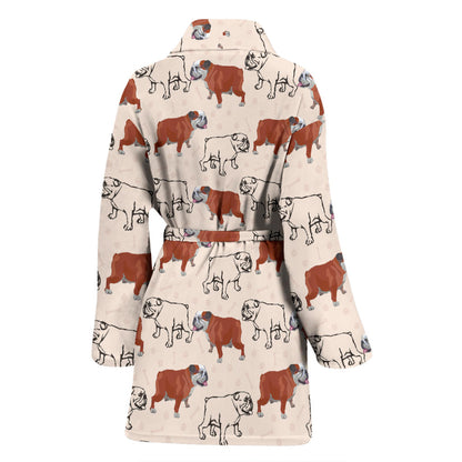Bulldogs Pattern Print Design 04 Women Bathrobe