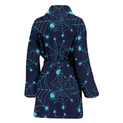 Spider Web Blue Print Design LKS304 Women Bathrobe