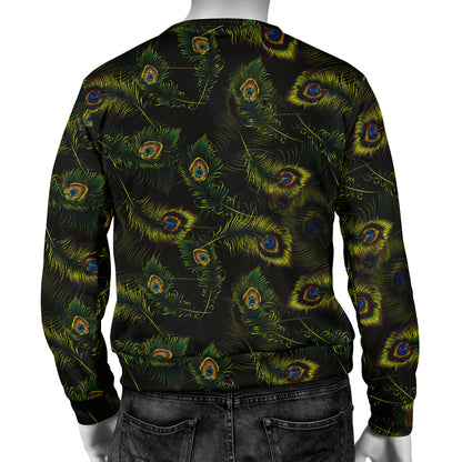 Peacock Feather Pattern Design Print Men Long Sleeve Sweatshirt