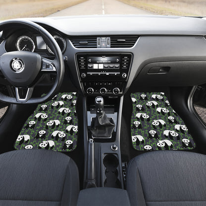 Panda Bear Bamboo Themed Print Car Floor Mats Front Back