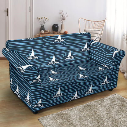 Sailboat Print Design LKS303 Loveseat Couch Slipcover