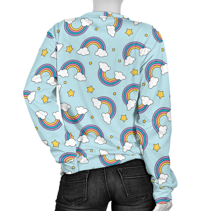 Rainbow Cloud Print Pattern Women Long Sleeve Sweatshirt