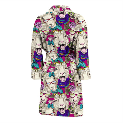 Sheep Print Design LKS403 Men Bathrobe