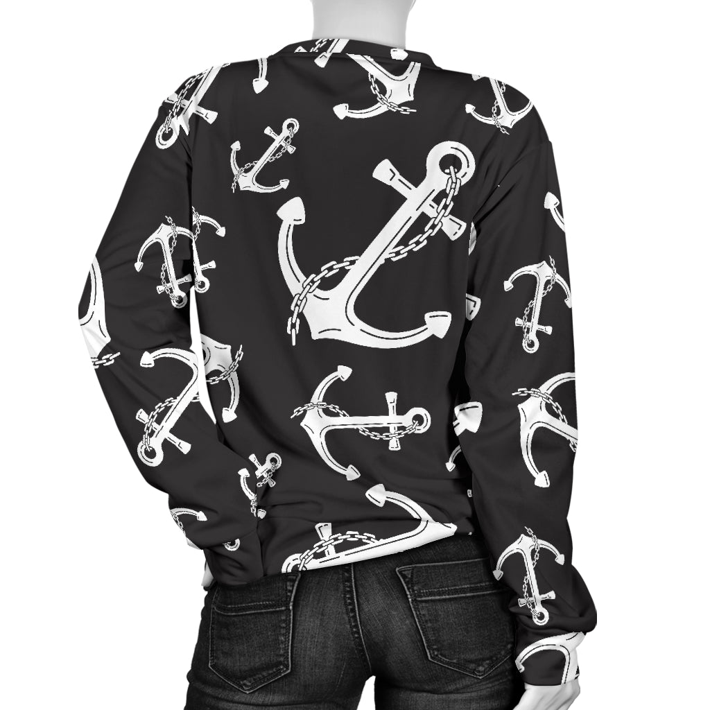Anchor Black White Women Long Sleeve Sweatshirt